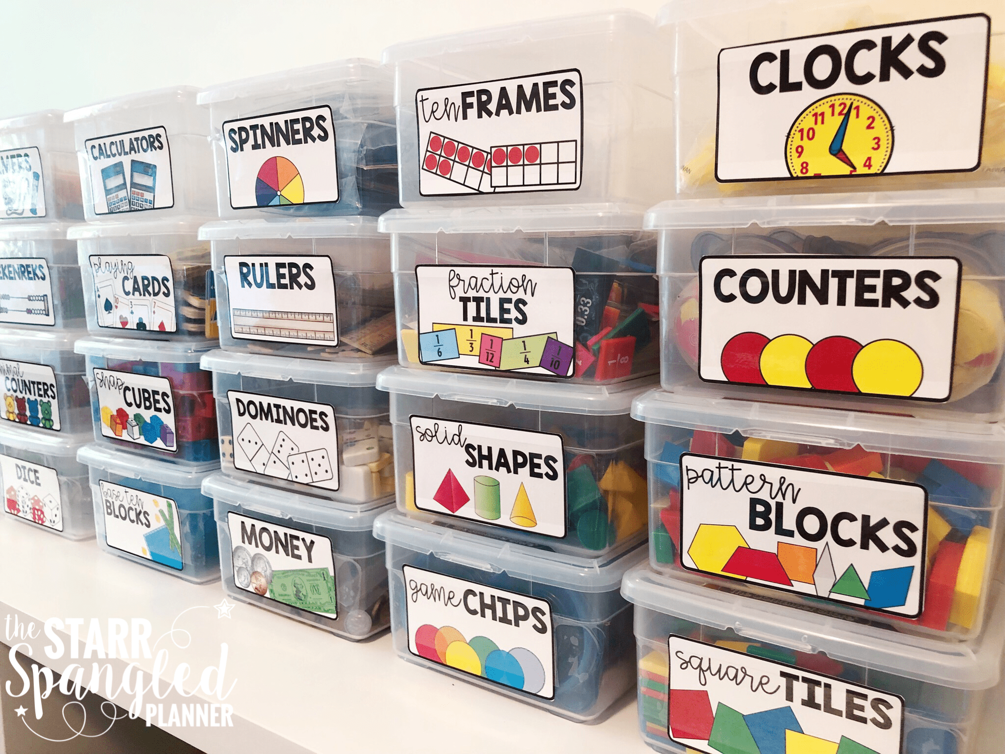 Math Center Organization- 10 Ways to save time by organizing all of your math supplies and manipulatives