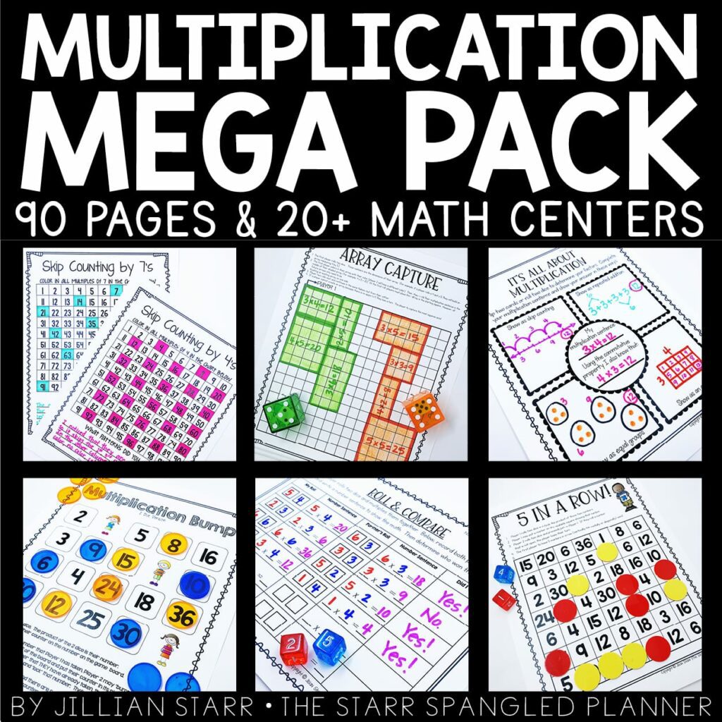 Multiplication Center Ideas to teach concepts related to multiplication and building multiplication fact fluency in a fun and engaging setting.