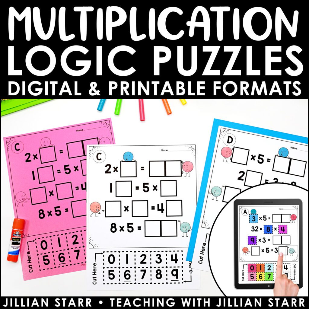 Multiplication Logic Puzzle Center Activity to help reinforce multiplication facts and challenge early finishers.