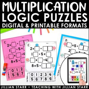 Multiplication Logic Puzzle Center Activity