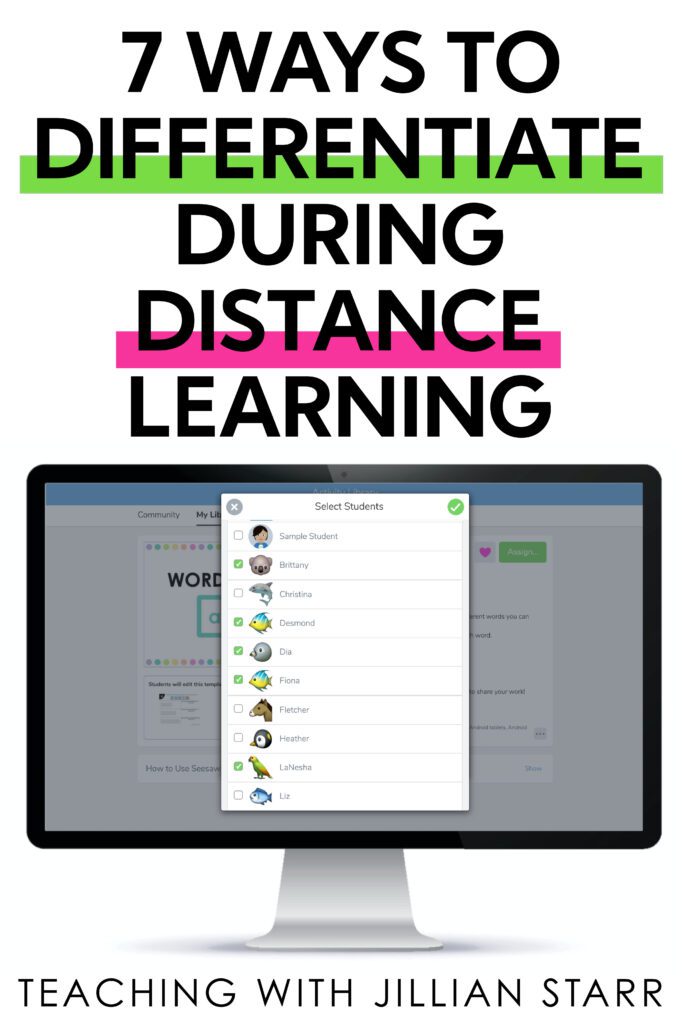 Just because you’re teaching virtually this year, doesn’t mean you have to give up best practices. One of those that can be hard to wrap your head around is differentiating when teaching virtually. (Like HOW does that even work, right?) I wanted to offer 7 quick tips that you can use to support all of your learners during distance learning!