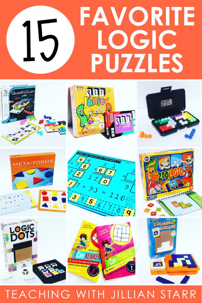 Logic Games and logic puzzles are the perfect way to help your kids develop a growth mindset in the classroom. We even have Growth Mindset Logic Puzzles as a Math Center in our classroom! These are some of my ALL TIME FAVORITE (and student-approved) logic games with links for where you can grab them!