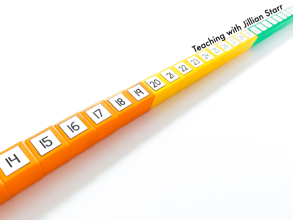 Use a number train with unifix cubes labeled through 100 to help introduce the hundred chart