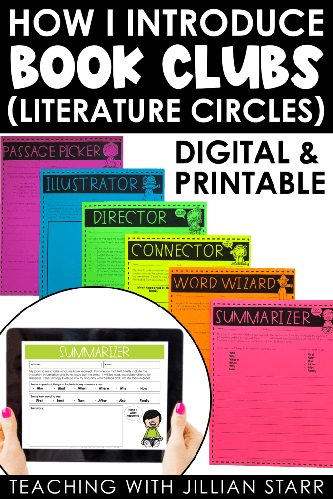 Literature Circles (We call them Book Clubs) are my favorite part of Reader's Workshop! I actually use it as a literacy center, where students form their own reading group, each taking on a different role. Not only are these great enrichment idea to engage fast finishers, it's also awesome for promoting independence during guided reading! Perfect for first, 2nd, 3rd and 4th grade classrooms. This blog post shows step-by-step how to explicitly introduce literature circles into your book groups!