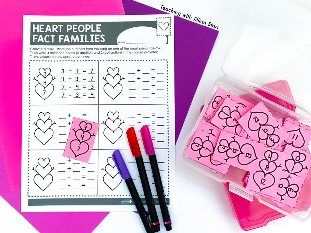 Valentine's Day Fact Families! These fun math activities are perfect for any first and second grade classroom. Free printable included!