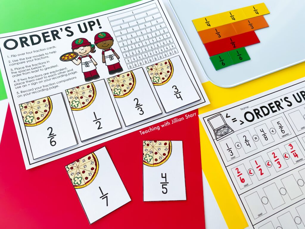 Order's Up is a game used to compare four different fractions