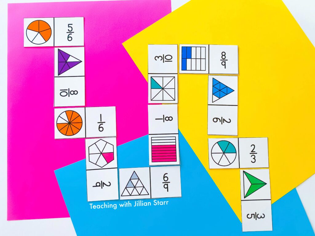 Fraction Dominoes Game for 3rd Grade