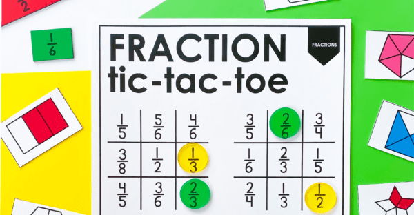 Fraction tic-tic-toe for 3rd Grade