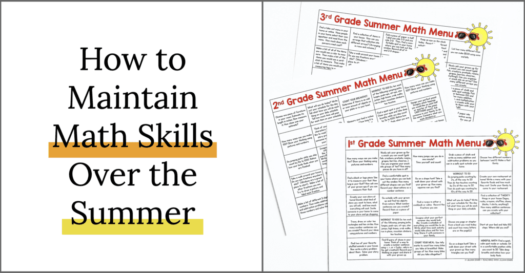 How to maintain math skills over the summer: Summer Math Menu Choice Boards for 1st, 2nd and 3rd grade.