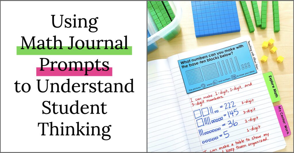 Using math journal prompts to understand student thinking. Math journal with prompt.