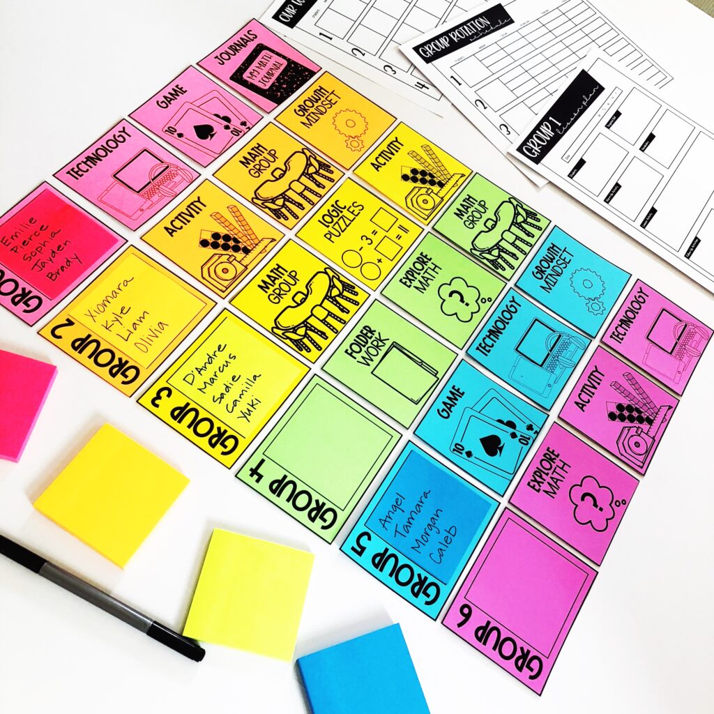 Guided math board and planning pages