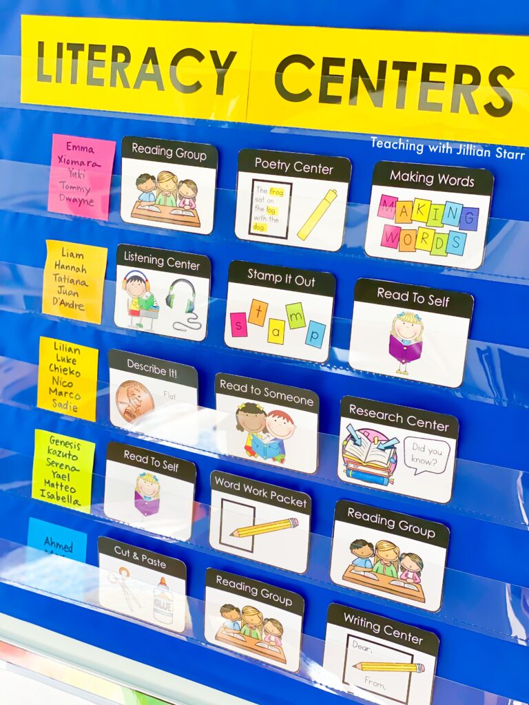 Visual work board for literacy centers and use in elementary classrooms. 