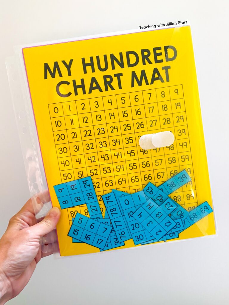 The hundred chart for using with second grade math centers.