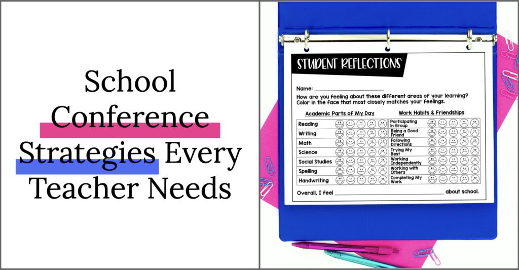 School conference strategies every teacher needs. Student reflection page for parent-teacher conferences.