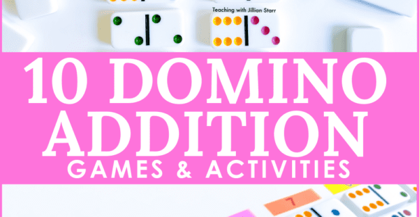 Domino Addition games and activities images in a pin for pinterest