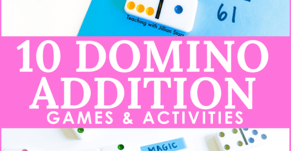 Domino Addition games and activities from the post set into a pin for pinterest.