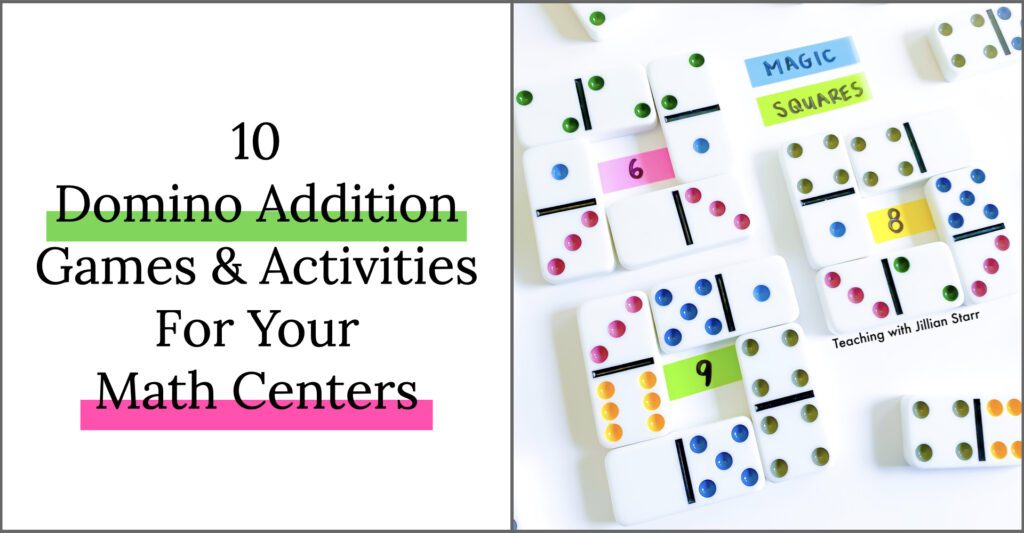Domino Addition Games and Activities for your math centers in first, second and third grade.