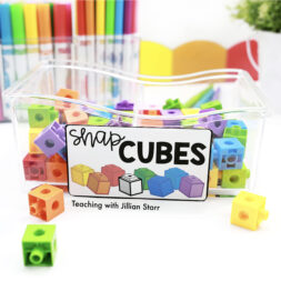 Classroom storage ideas for elementary classrooms including clear labels for all supply storage