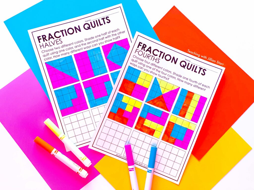 fraction activities - fraction quilts to teach unit fractions