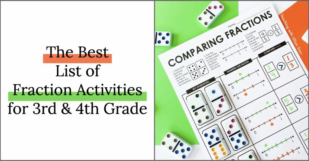 Fraction activities- the best list of fraction activities for 3rd and th grade