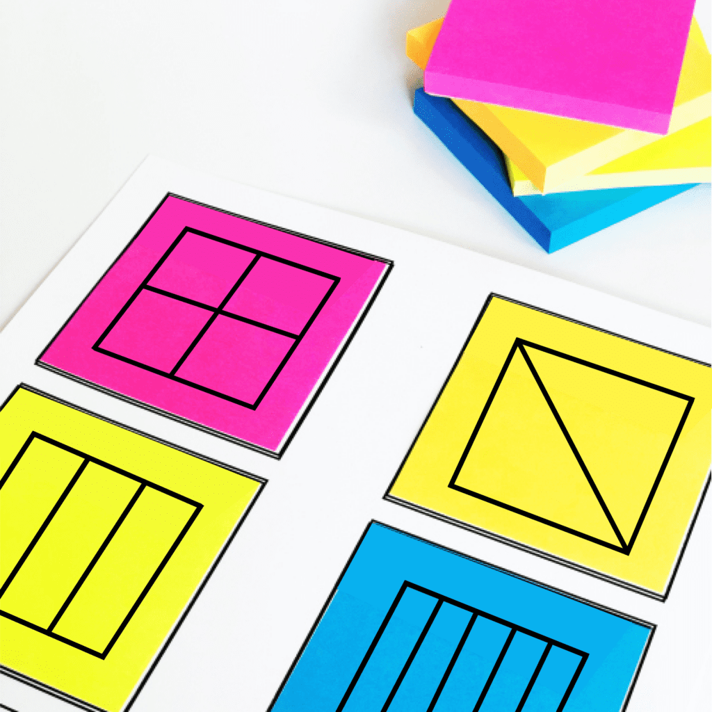 These fractions on post-it notes are an excellent fraction manipulative, and very cost-effective