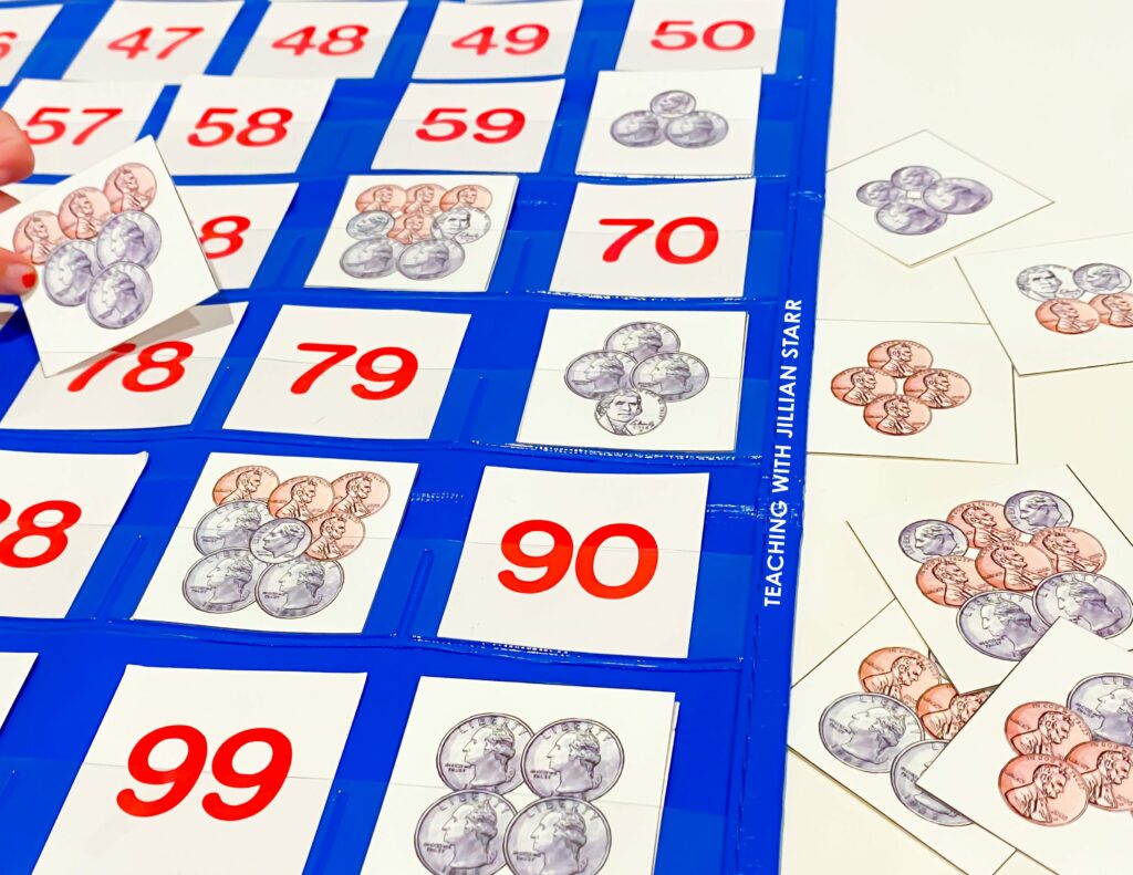 The Best and FREE Counting Coins Activity for Early Finishers - Hundred Chart using coins values