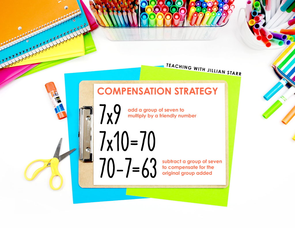 Compensation strategy for multiplication facts
