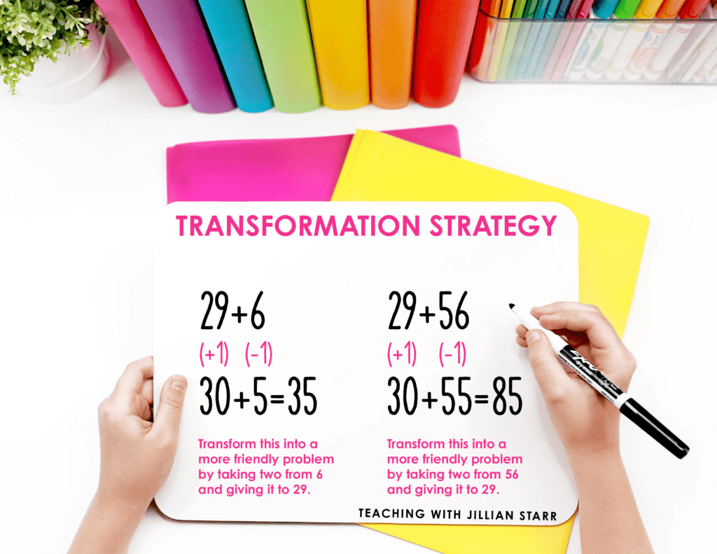 Examples of the transformation strategy of addition strategies in second grade