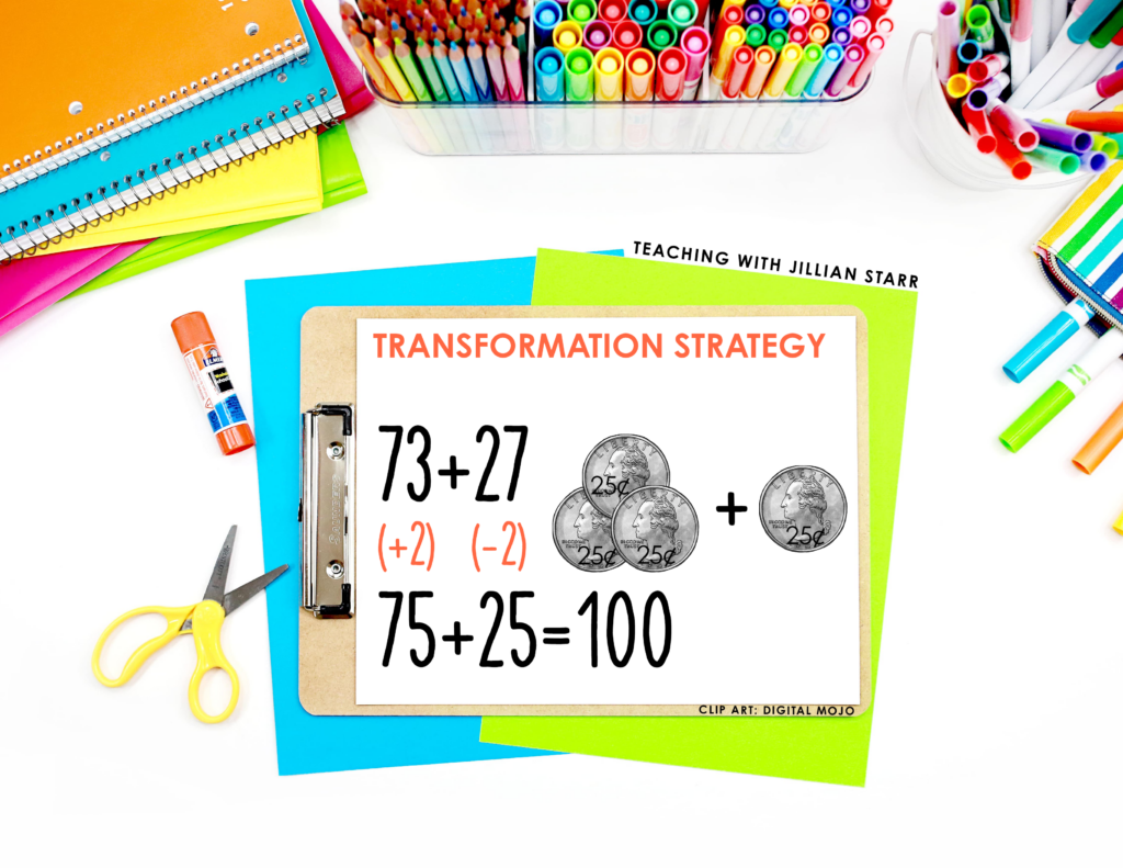 Examples of the transformation strategy of addition strategies in second grade