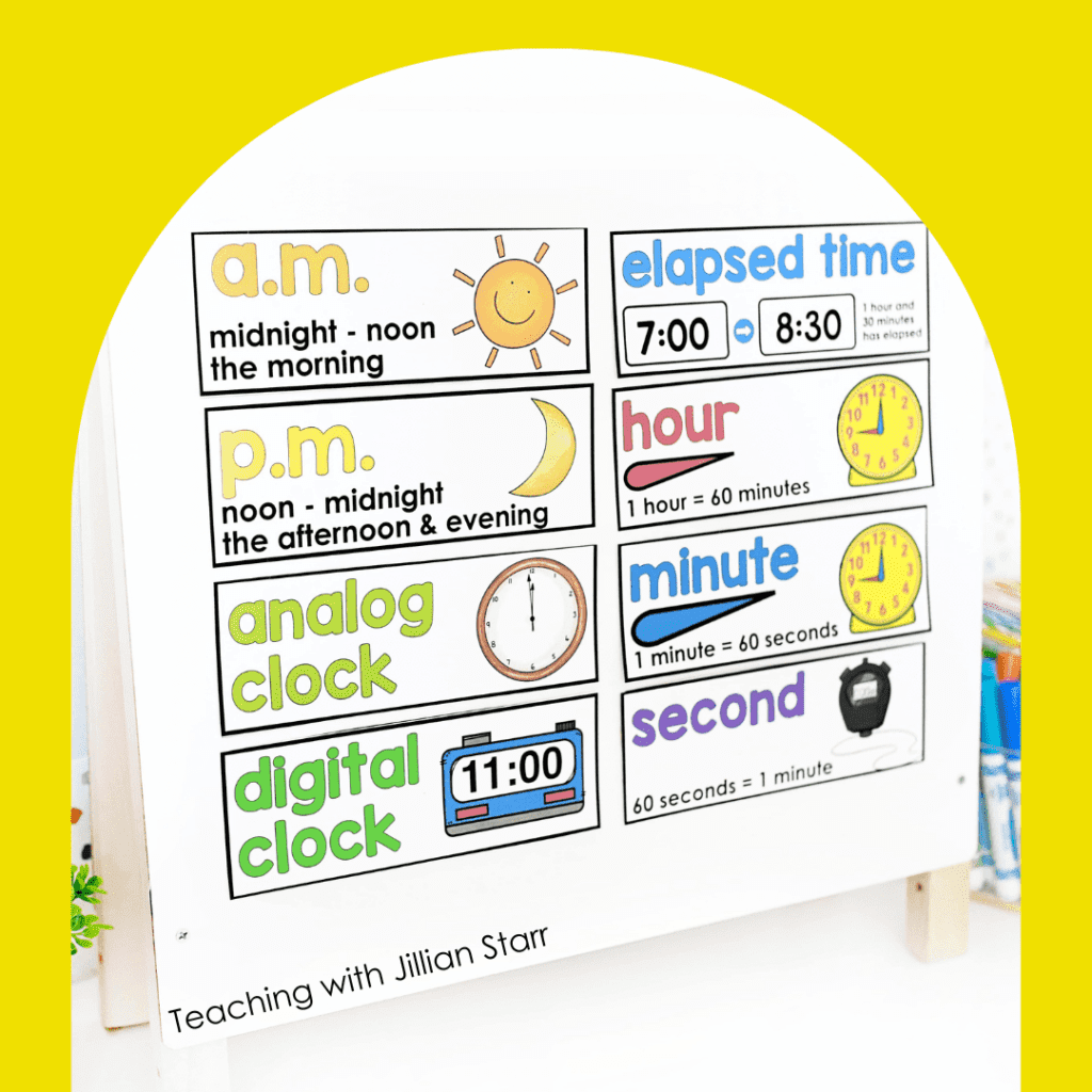 elapsed time vocabulary and math word wall