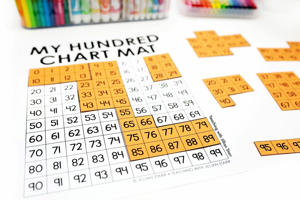 Adding and Subtracting with a hundred chart and using hundred chart puzzles
