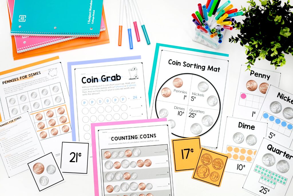 Counting Coins on a Hundred Chart- Additional activities to support understanding and counting coins