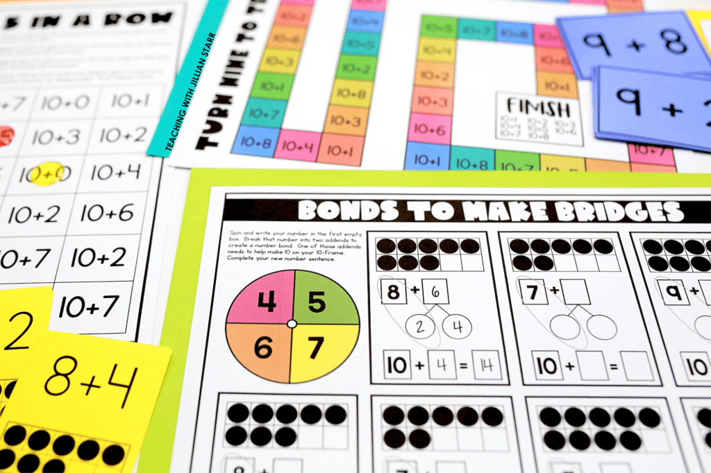 Make a Ten to Add activity that decomposes an addend to make ten to practice using ten as a benchmark in addition.